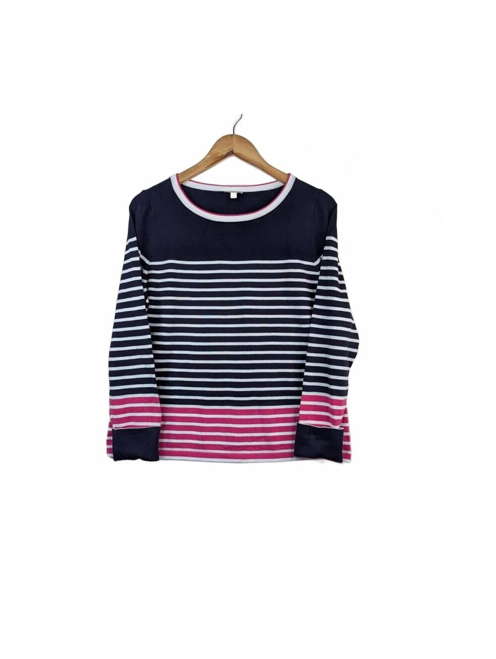 Talbots Petite 100% Cotton Long Sleeve Striped Sweater Size LP